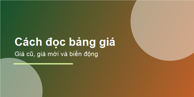 Cách đọc bảng giá nông sản gồm giá cũ giá mới và biến động